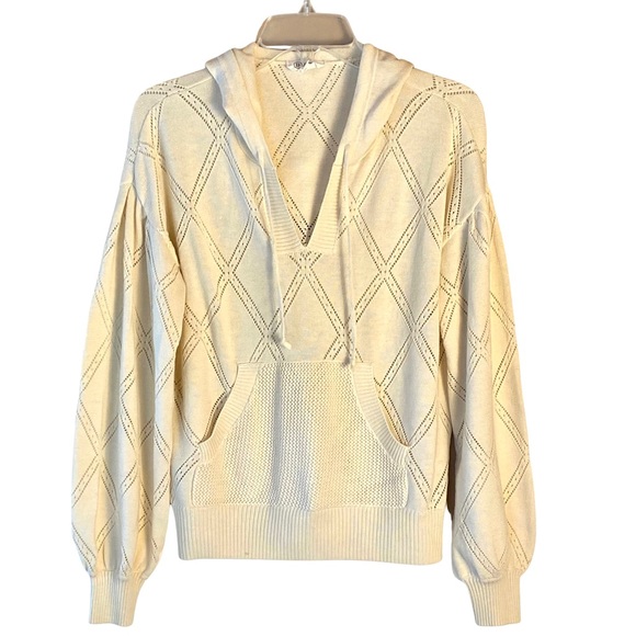 Candance Cameron Bure small knitted pointelle cream hoodie - Picture 2 of 7